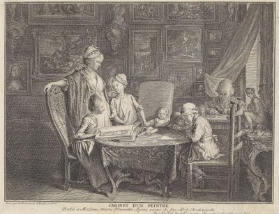 Atelier van een schilder door Daniel Nikolaus Chodowiecki